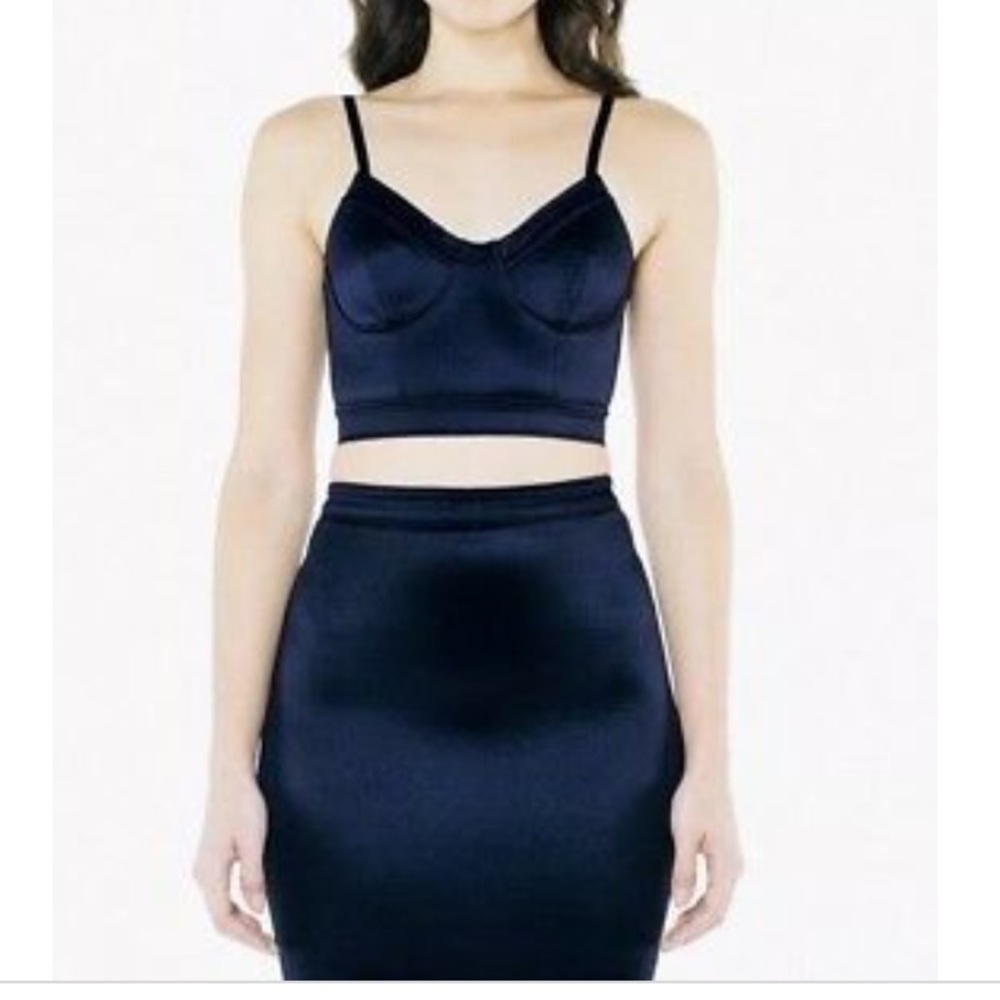 Navy Blue America Apparel 2 Piece Skirt Set.